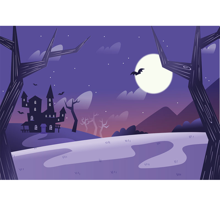 Spooky night landscape halloween mural - TenStickers