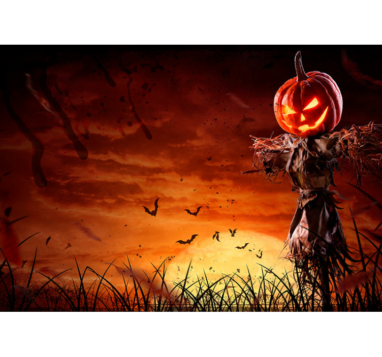 Scary Pumpkin Display halloween mural - TenStickers