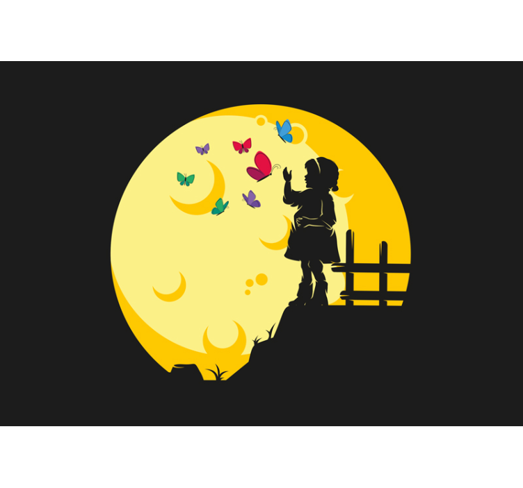 Nursery mural child silhouette butterflies - TenStickers