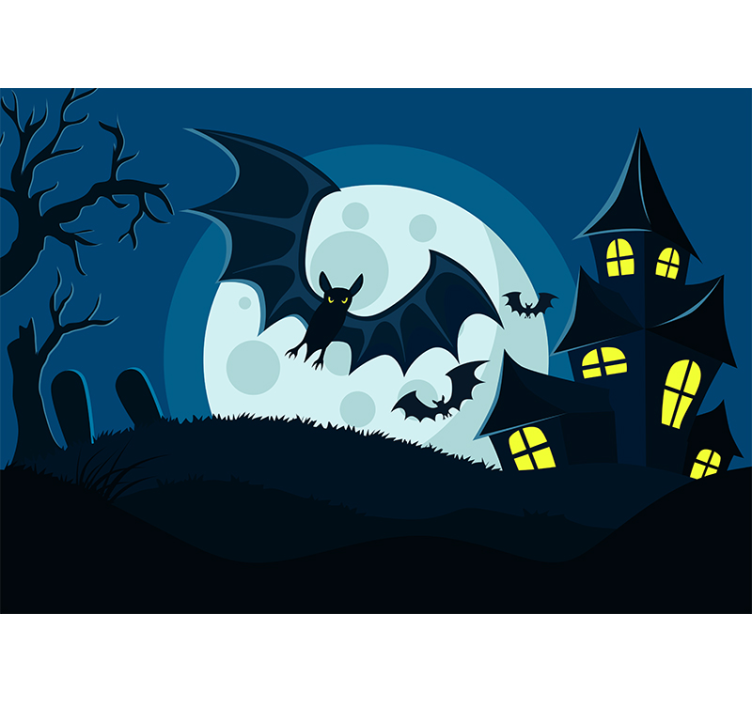 Haunted House Scene halloween mural - TenStickers