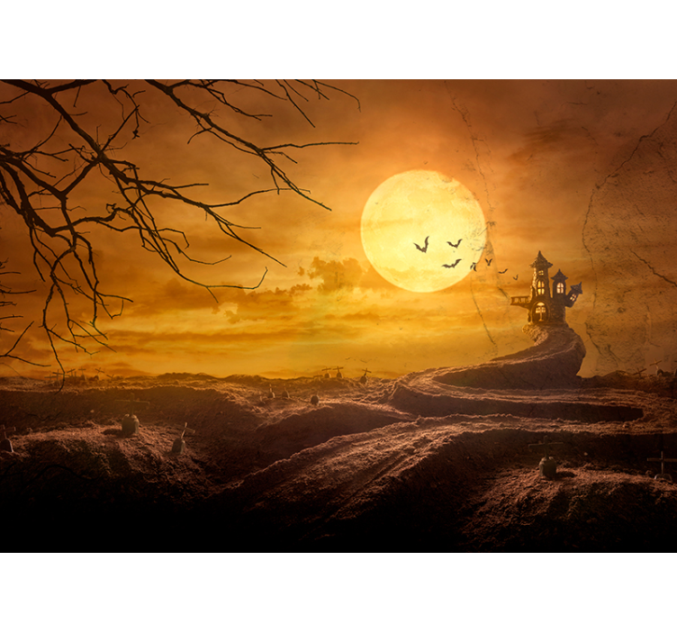 Halloween mural haunting moonlit night - TenStickers