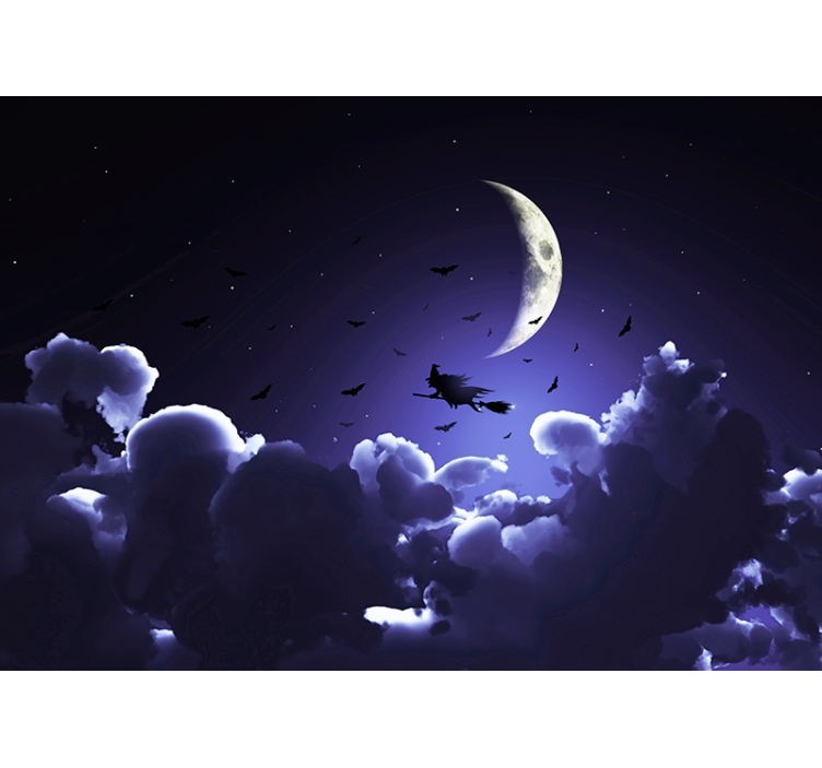 Fantasy wall mural moonlit witch scene - TenStickers