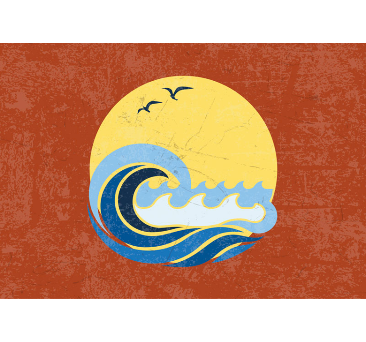 Sunset Wave Scene sea mural - TenStickers