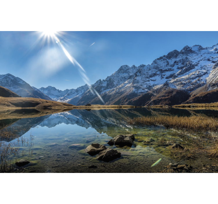 Majestic Mountain Reflection landscape mural wallpaper - TenStickers