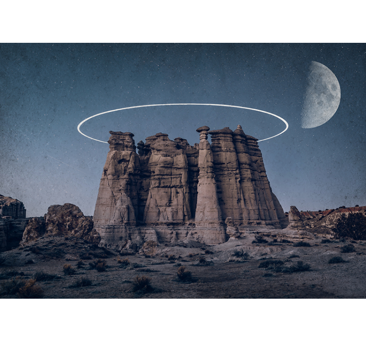 Space mural moonlit rock formations - TenStickers