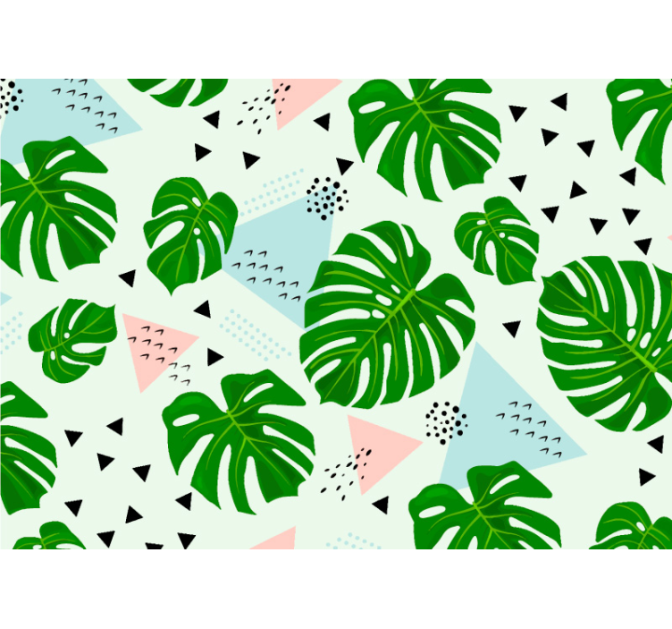 Monstera triangles nature wall mural - TenStickers