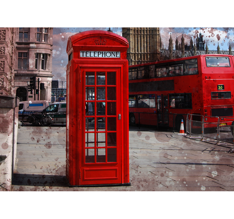 London wall mural iconic red telephone design - TenStickers