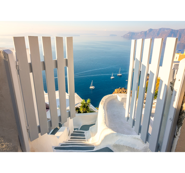 Sailboats Over Ocean landscape mural wallpaper - TenStickers