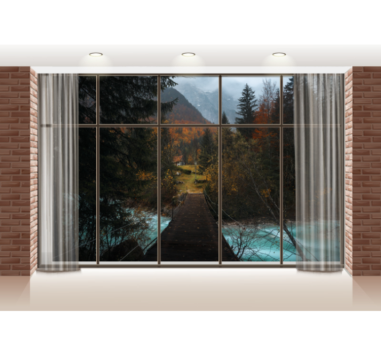 Landscape mural wallpaper mountain pathway scene - TenStickers