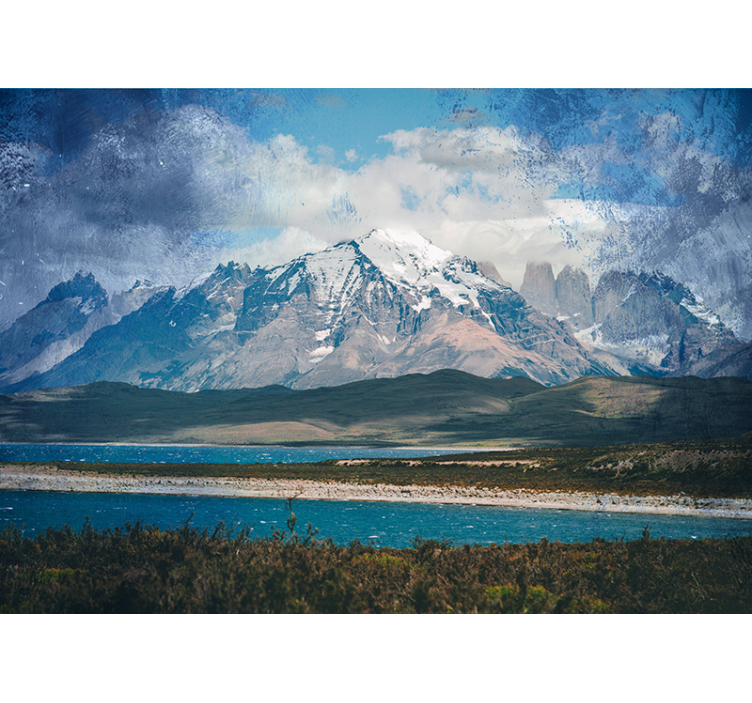 Patagonian Mountain View landscape mural wallpaper - TenStickers