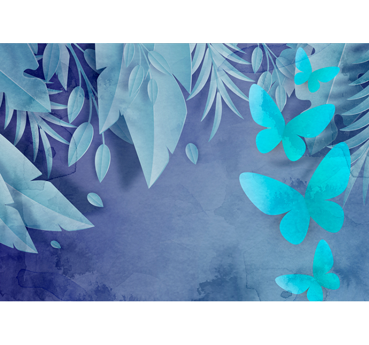 Leafy Butterflies Design nature wall mural - TenStickers