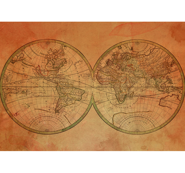 World map wall mural retro global atlas - TenStickers