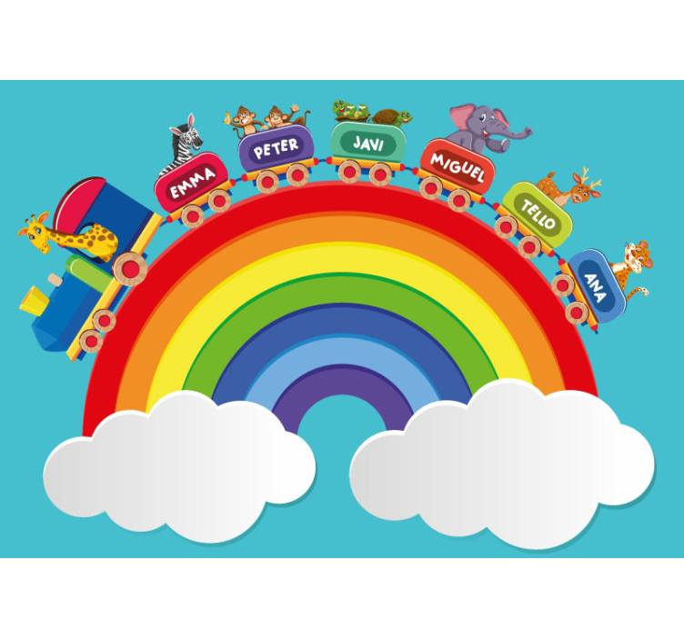 Rainbow train adventure nursery mural - TenStickers