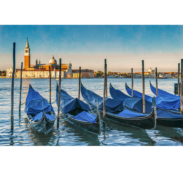 City wall mural venetian gondolas view - TenStickers