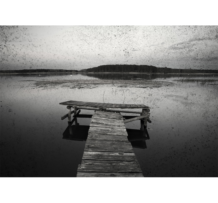 Landscape mural wallpaper scenic dock reflections - TenStickers