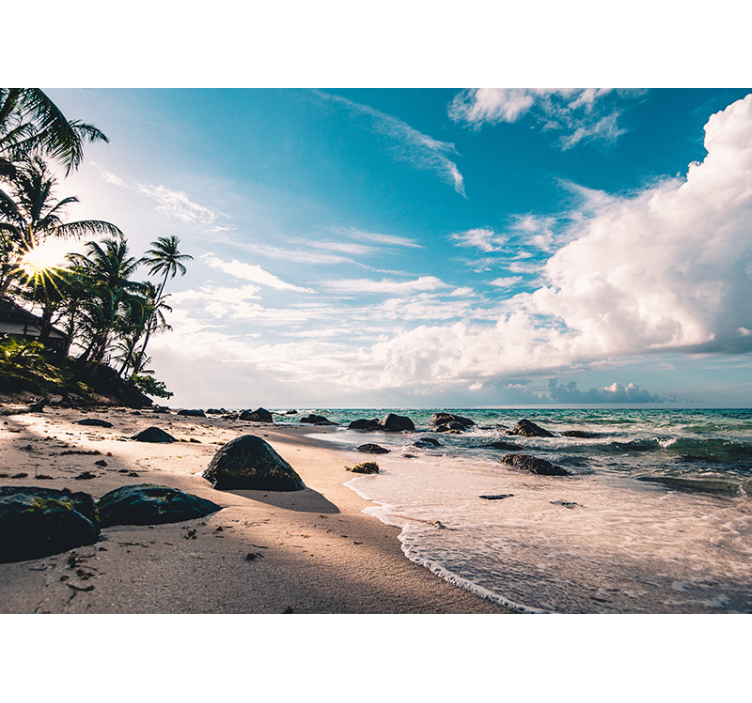 Tropical Beach Sunset sea mural - TenStickers