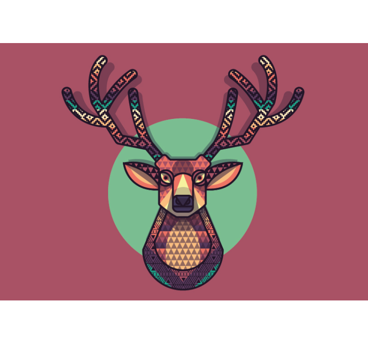 Animal wall mural geometric deer head - TenStickers