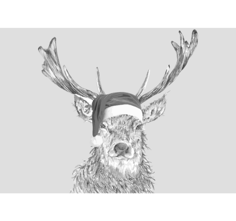 Stag with  Xmas hat wall mural - TenStickers
