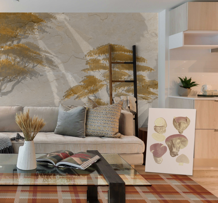 Graceful tree silhouettes mural for living room - TenStickers
