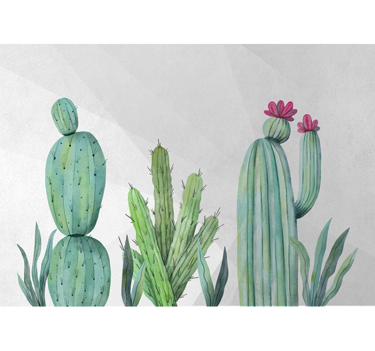 Cactus filled wall illustration wall mural - TenStickers