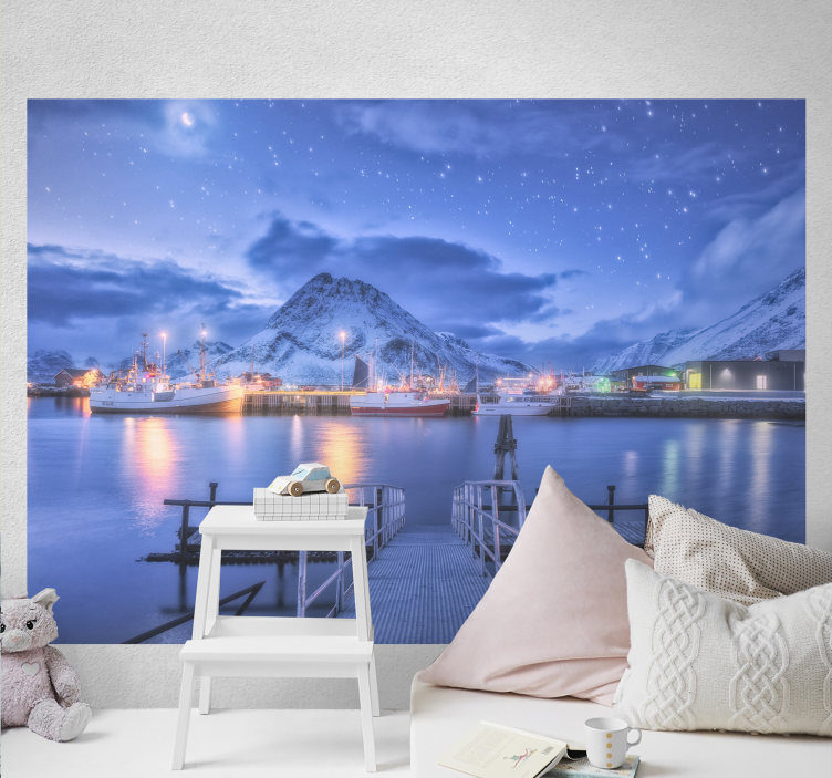 boat with clouds and stars Kids wall Murals - TenStickers