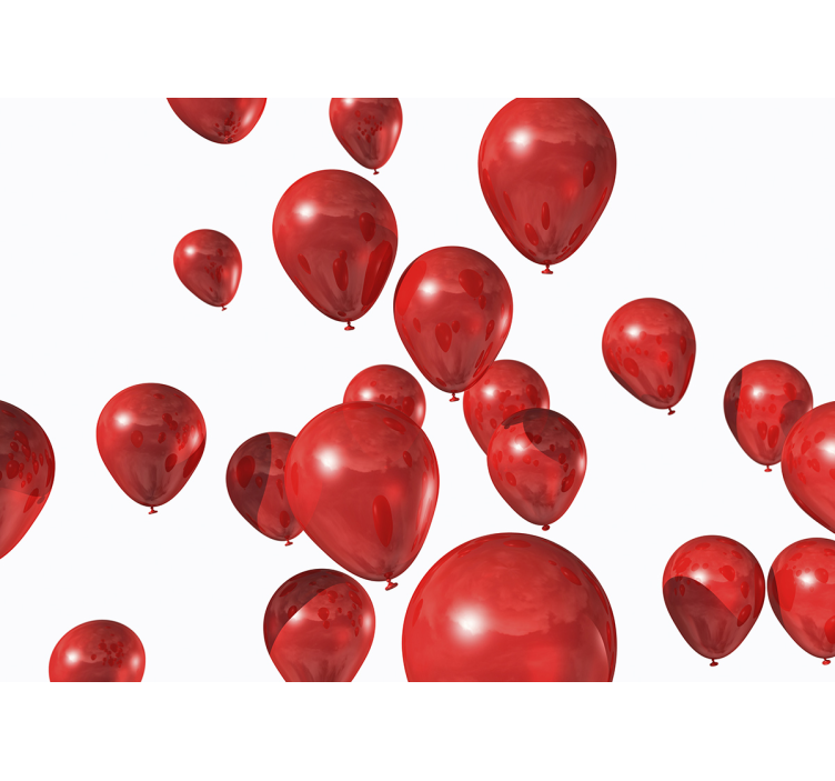 Love wall mural with joyful red balloons - TenStickers