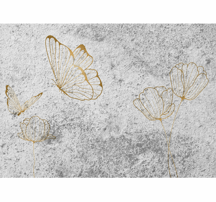 Flower mural elegant butterfly pattern - TenStickers
