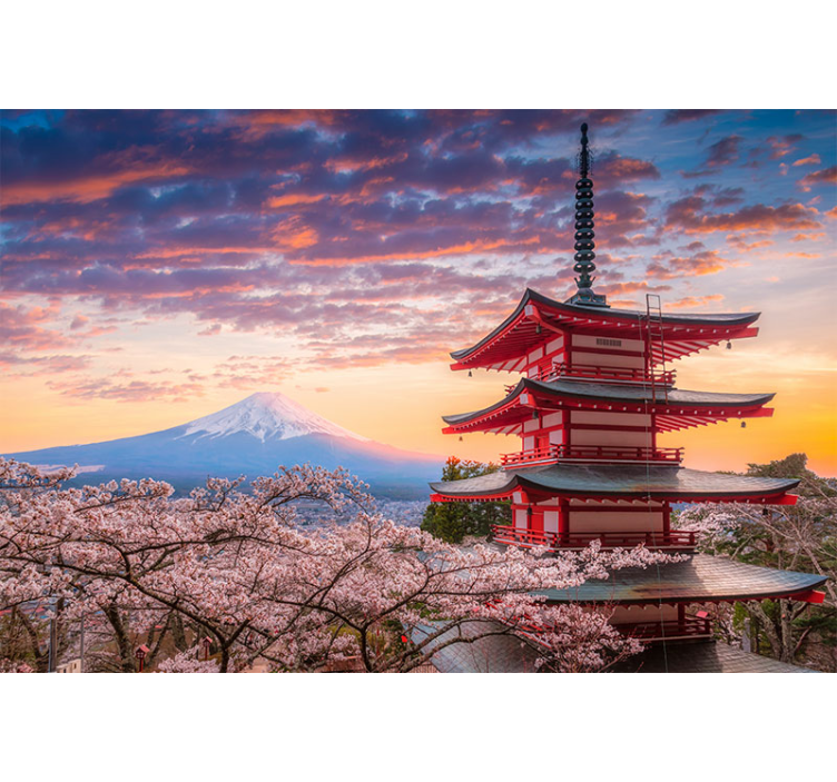 Landscape mural wallpaper cherry blossom view - TenStickers