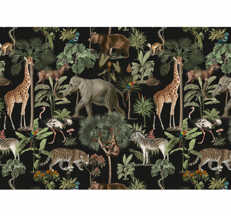 Master bedroom mural jungle wildlife safari - TenStickers