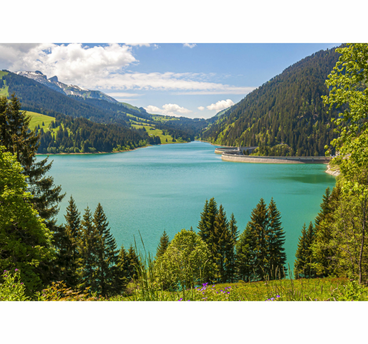 Switzerland river mountains Mountain wall mural - TenStickers