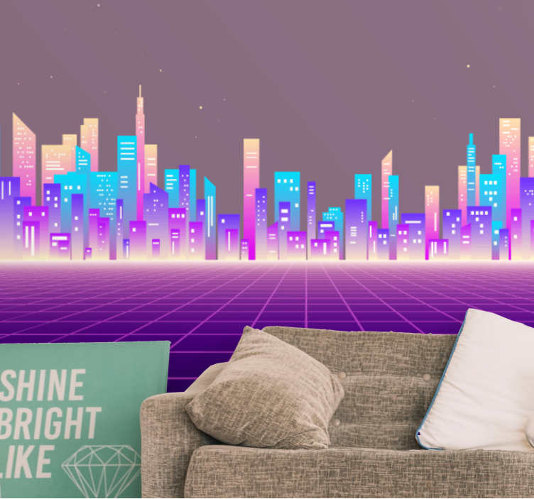 80s vaporwave futuristic vintage wall mural - TenStickers