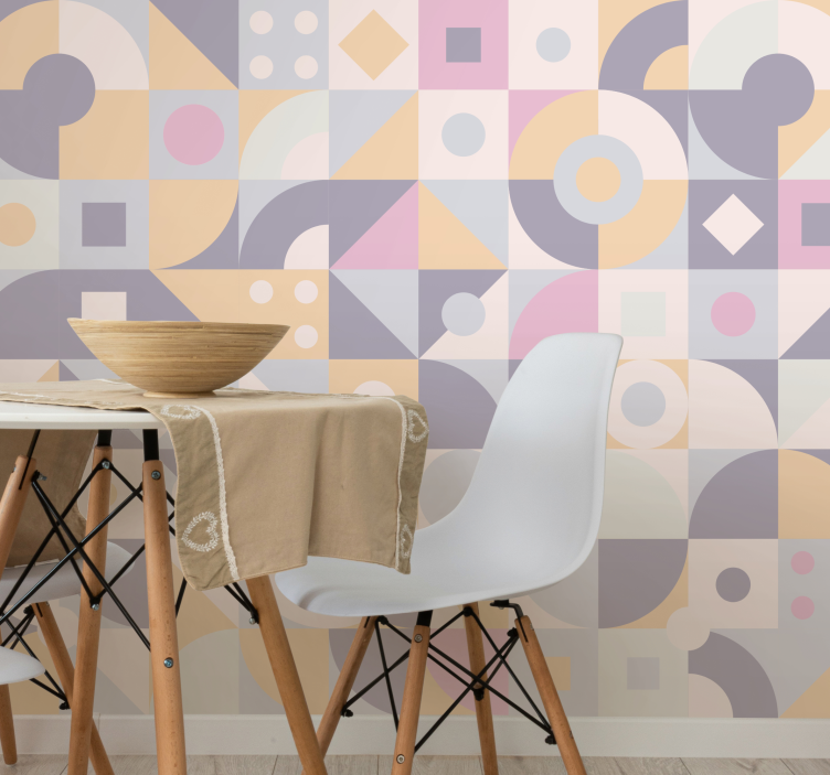 Abstract wall mural in geometric pastel designs - TenStickers