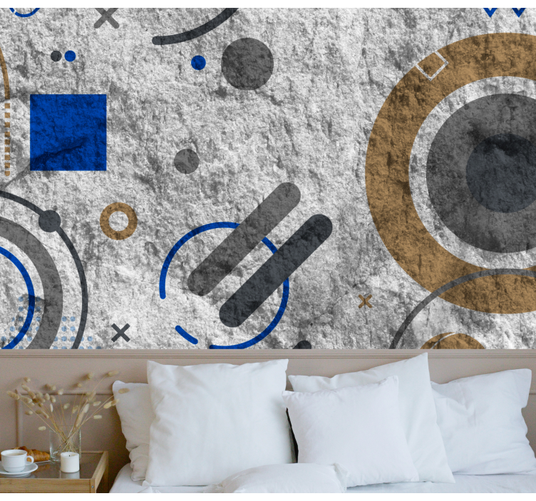 Abstract wall mural with geometric circle designs - TenStickers