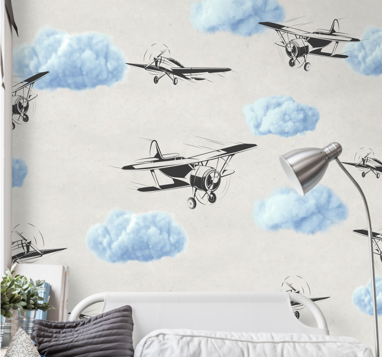 Airplanes in the sky wall mural - TenStickers