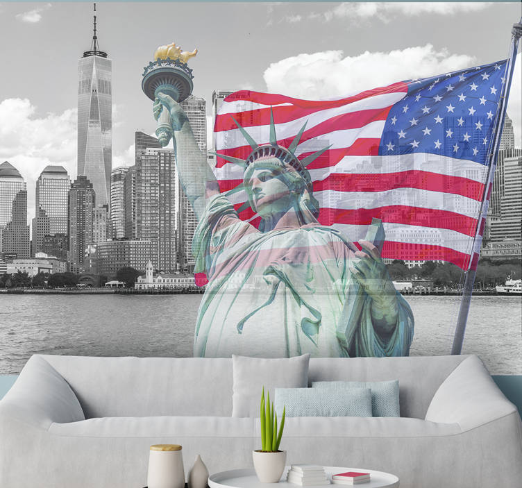 American flag New York wall mural - TenStickers