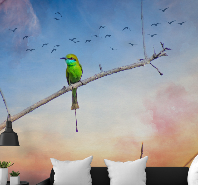 Animal wall mural bird on branch - TenStickers