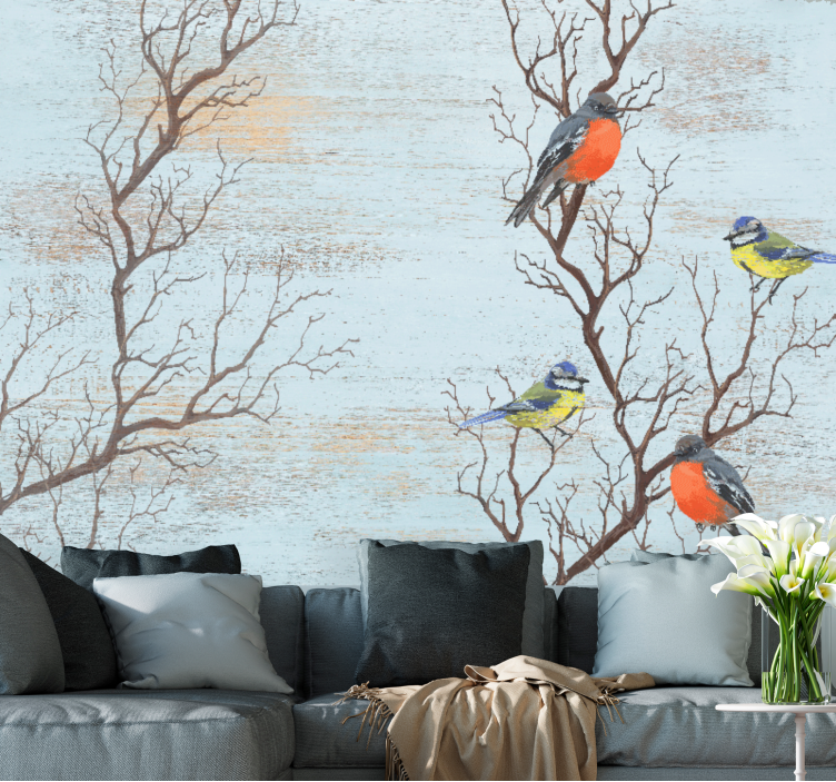 Animal wall mural birds on branches - TenStickers