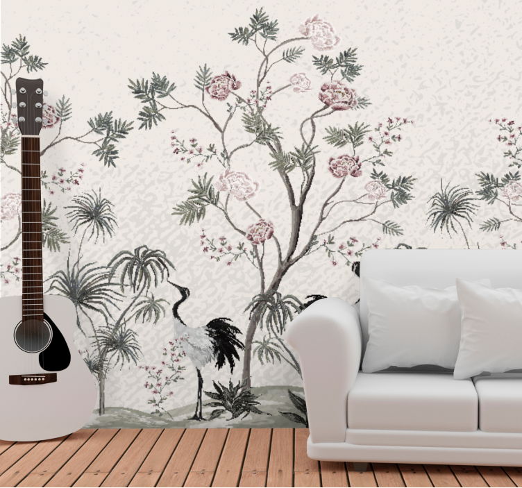 Animal wall mural elegant crane scene - TenStickers