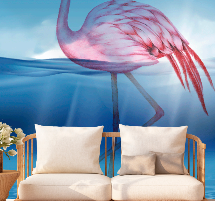 Animal wall mural elegant flamingo pose - TenStickers