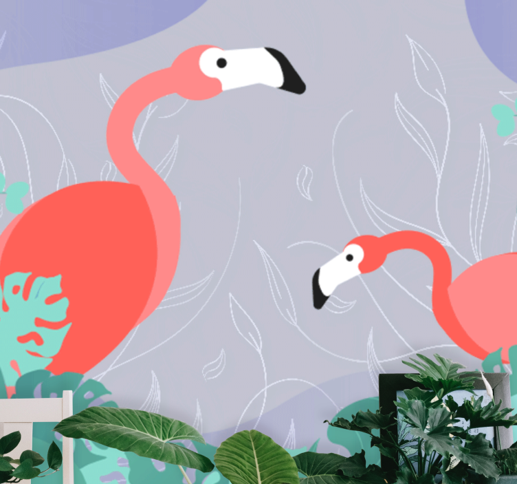 Animal wall mural flamingo family - TenStickers