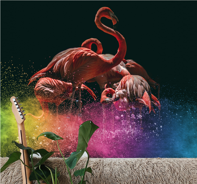 Animal wall mural flamingo party splash - TenStickers