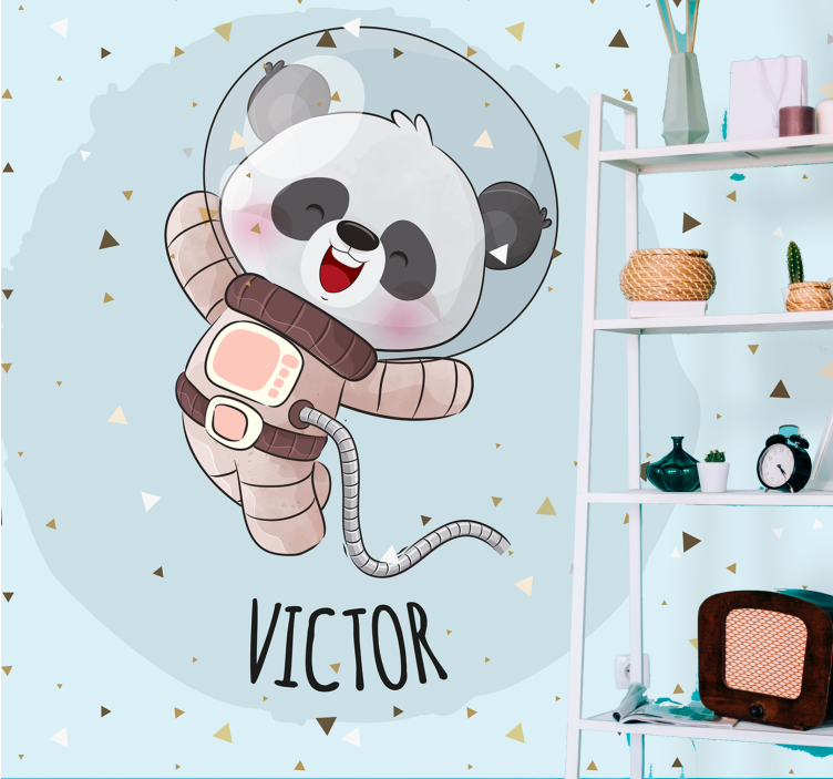 Animal wall mural happy astronaut panda - TenStickers