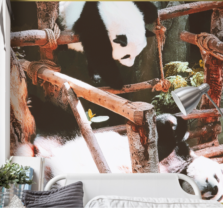 Animal wall mural panda playtime scene - TenStickers