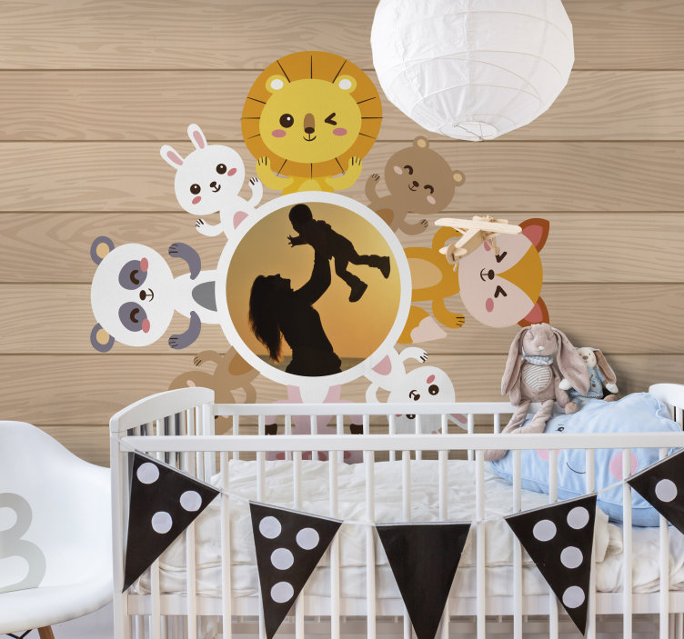 Animal wall mural playful animal companions - TenStickers