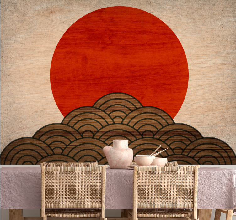 Animal wall mural red sun waves - TenStickers