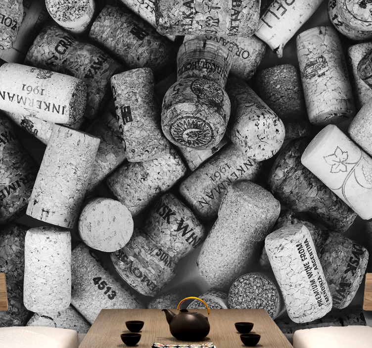 Assorted cork collection wall mural - TenStickers