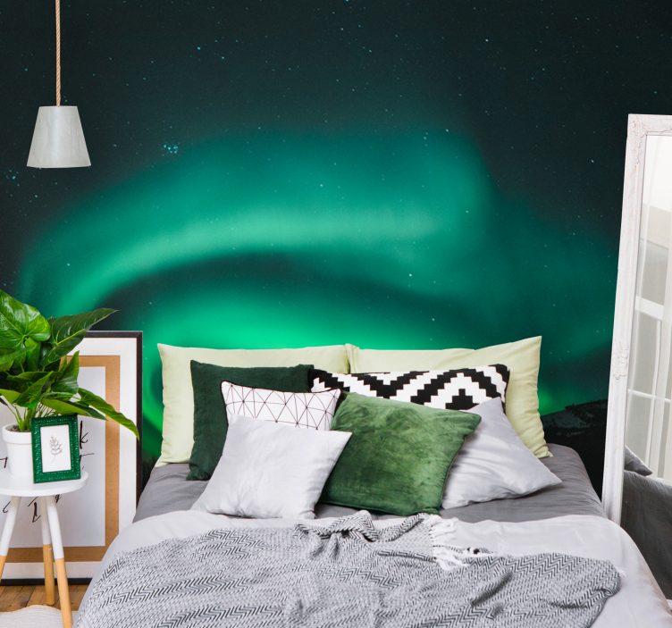 Beautiful green northern light Sky Wall Mural - TenStickers