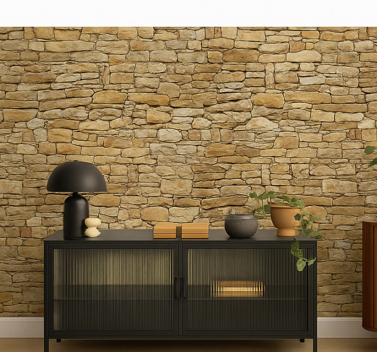 Beige stone wall mural for living room - TenStickers