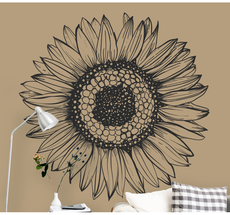 Beige sunflower wall mural - TenStickers