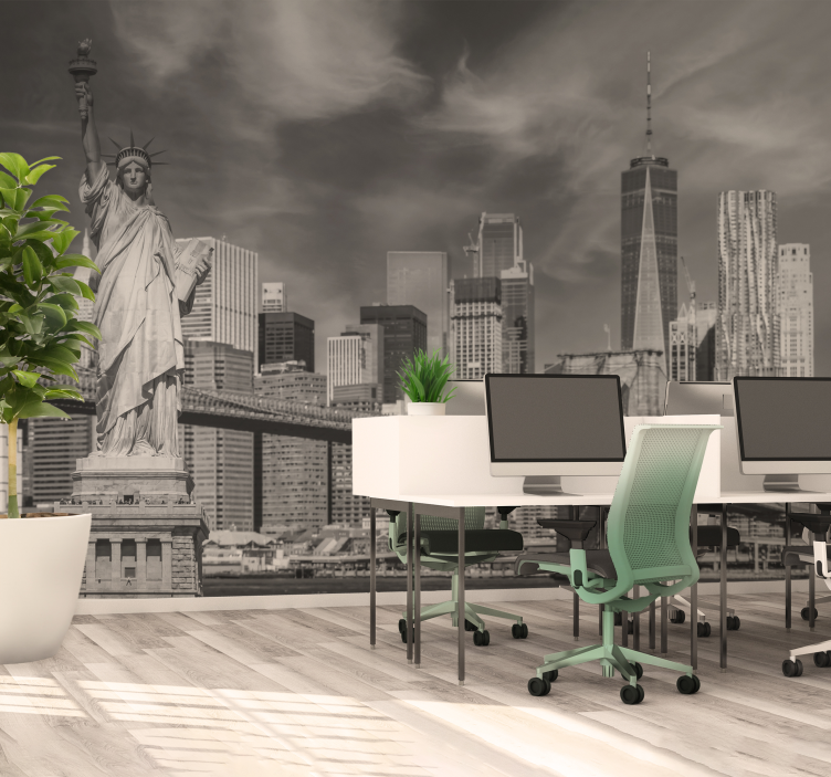 black and white new york Office wall mural - TenStickers